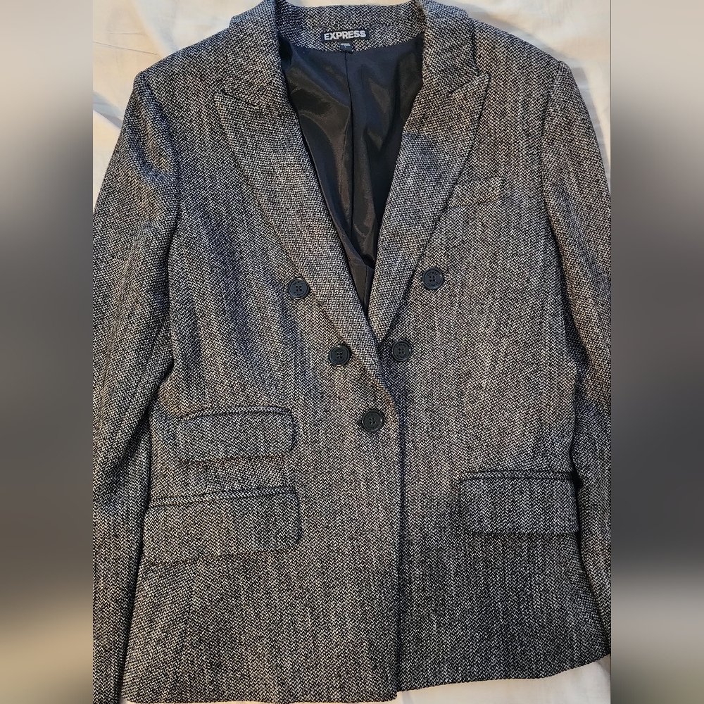 Express Women's Gray and Black Blazer